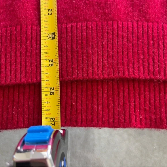 L.L. Bean 100% Cashmere Cowl Neck Sweater Red Size M Quiet Luxury Classic Soft - Picture 6 of 8